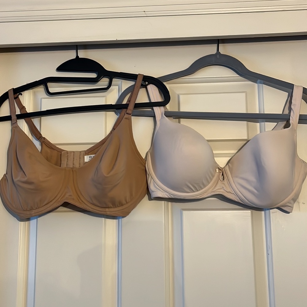 TWO (2) Ellen Tracy 36D bras (beige + cream)